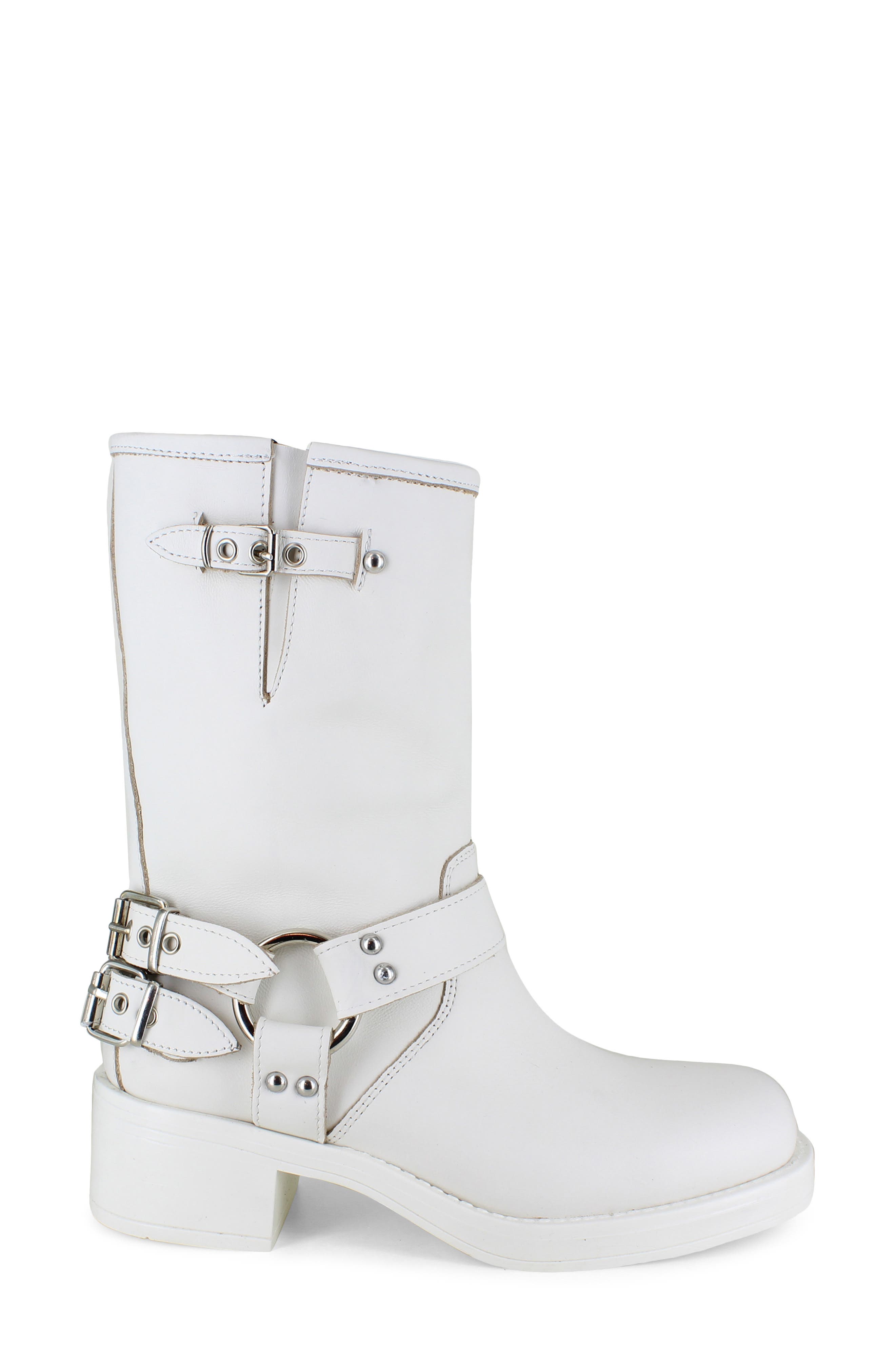 ZIGI Marce Moto Bootie, Alternate, color, Off White Leather