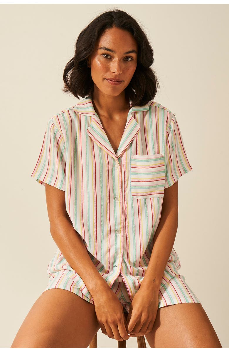 Stripe & Stare Seersucker Short Sleeve PJ Top, Alternate, color,