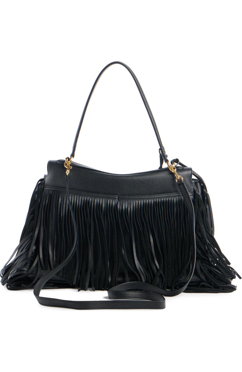 Balenciaga Medium Rodeo Fringe Leather Handbag, Alternate, color, 1000 Black