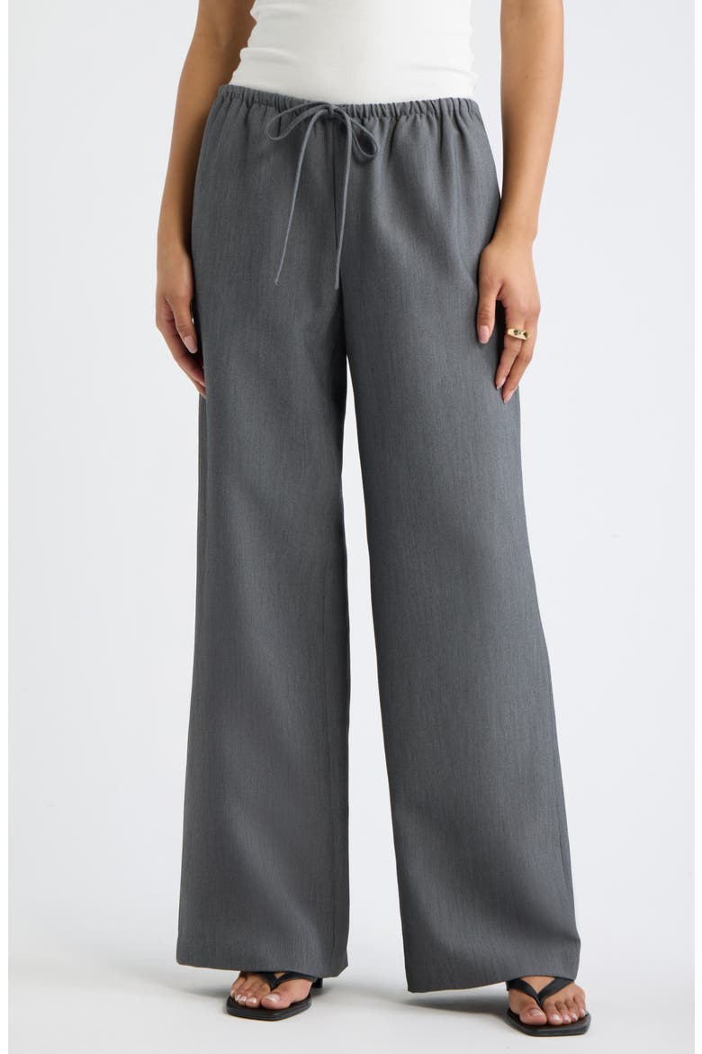 Icon Twill Pull-On Wide Leg Pants, Main, color, GREY MAGNET HEATHER