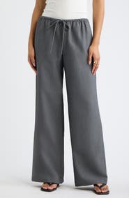 Open Edit Icon Twill Pull-On Wide Leg Pants