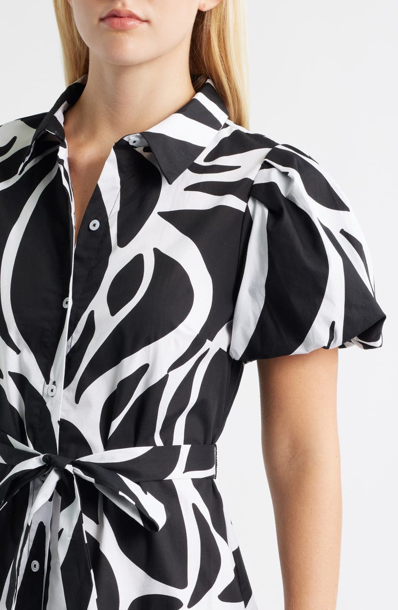 Halogen<sup>®</sup> Abstract Print Short Sleeve Cotton Shirtdress, Alternate, color, Rich Black