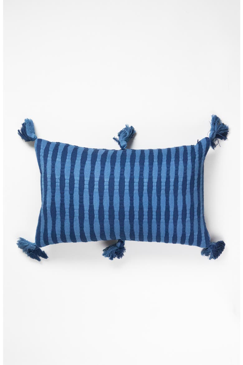 Antigua Naturally Dyed Indigo Striped Cotton Throw Pillow, Alternate, color, Natural Indigo