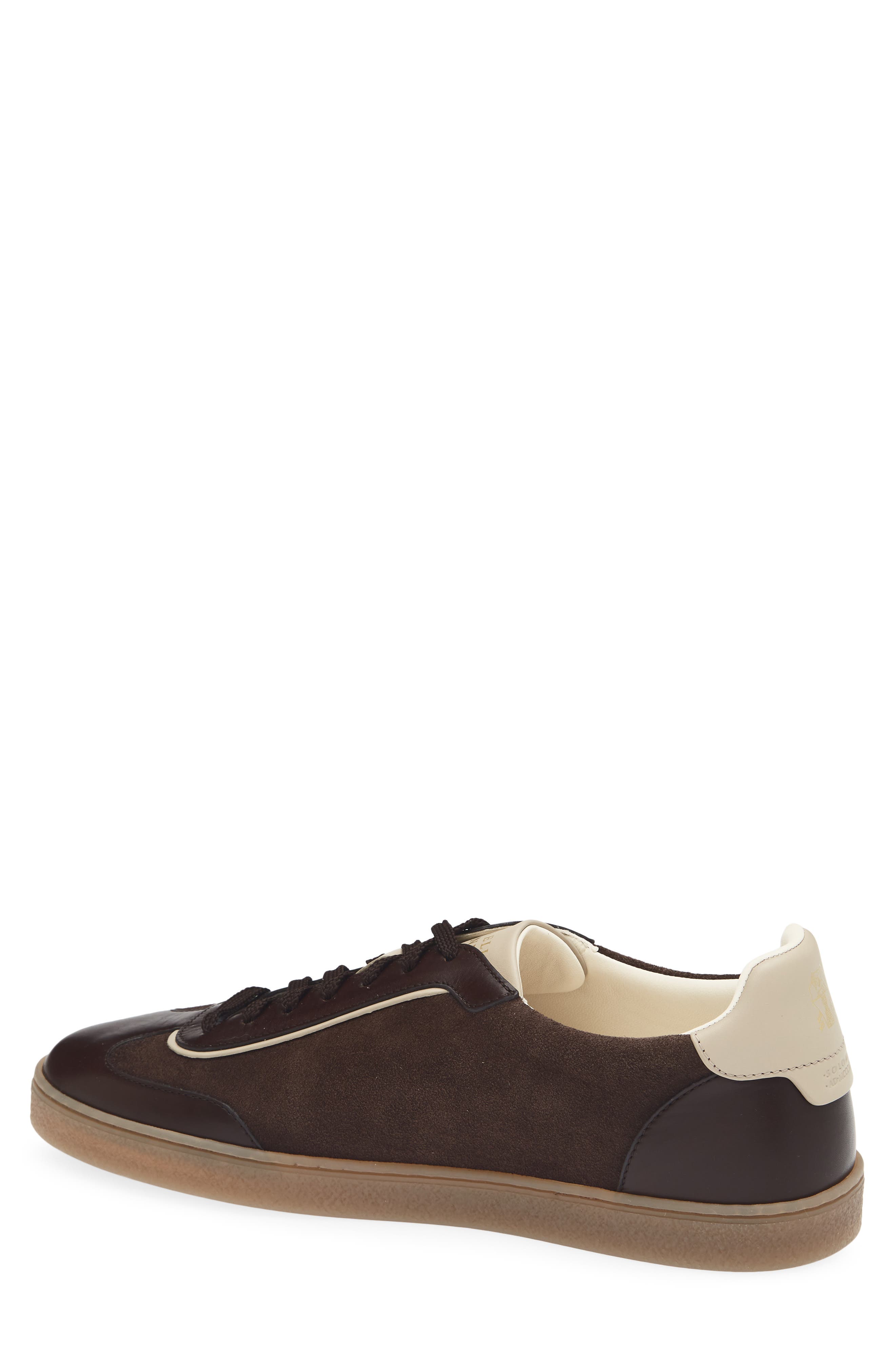 Mixed T-Toe Leather Sneaker, Alternate, color, CXY42 BROWN