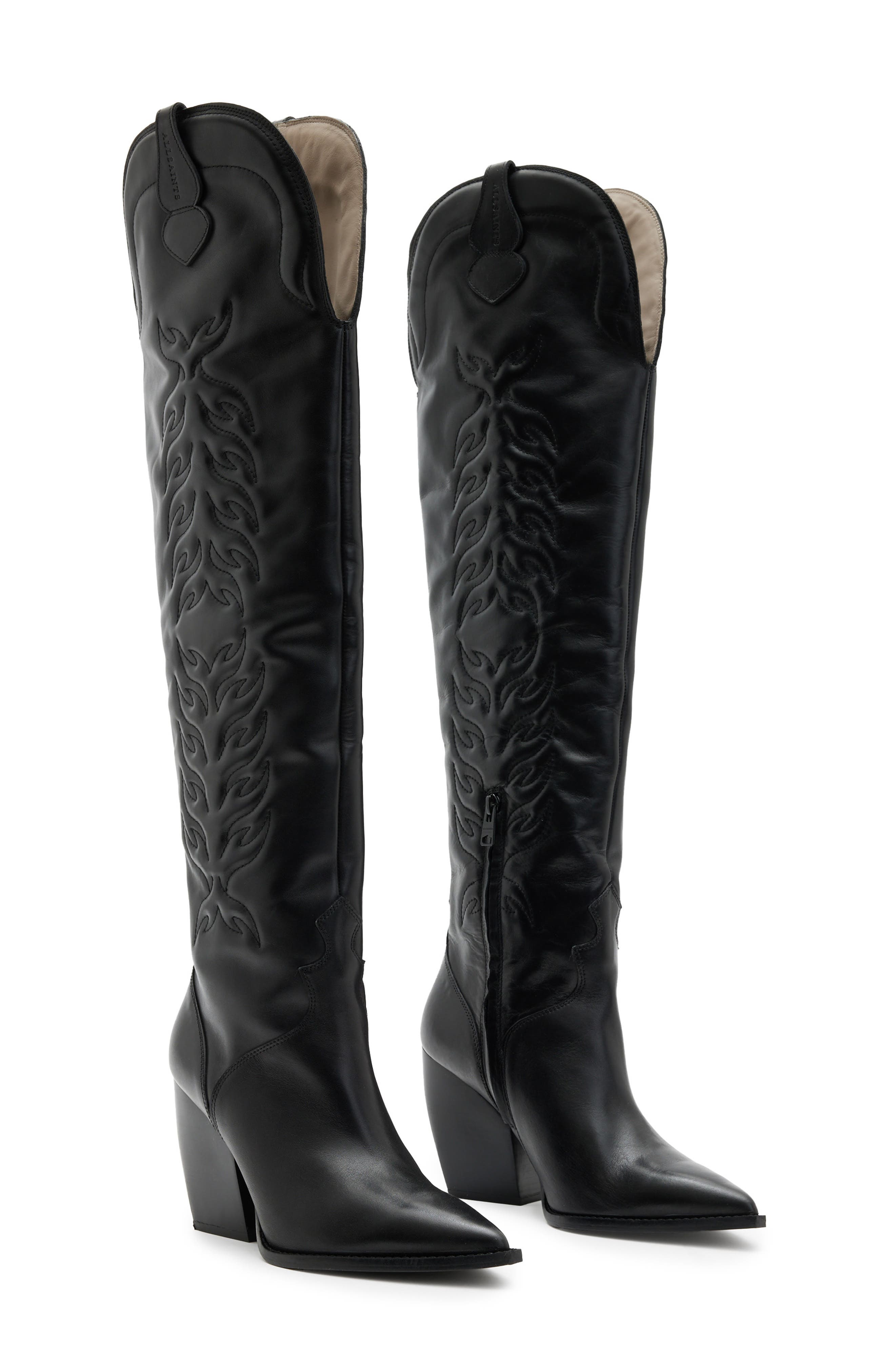 AllSaints Roxanne Over the Knee Western Boot, Main, color, 