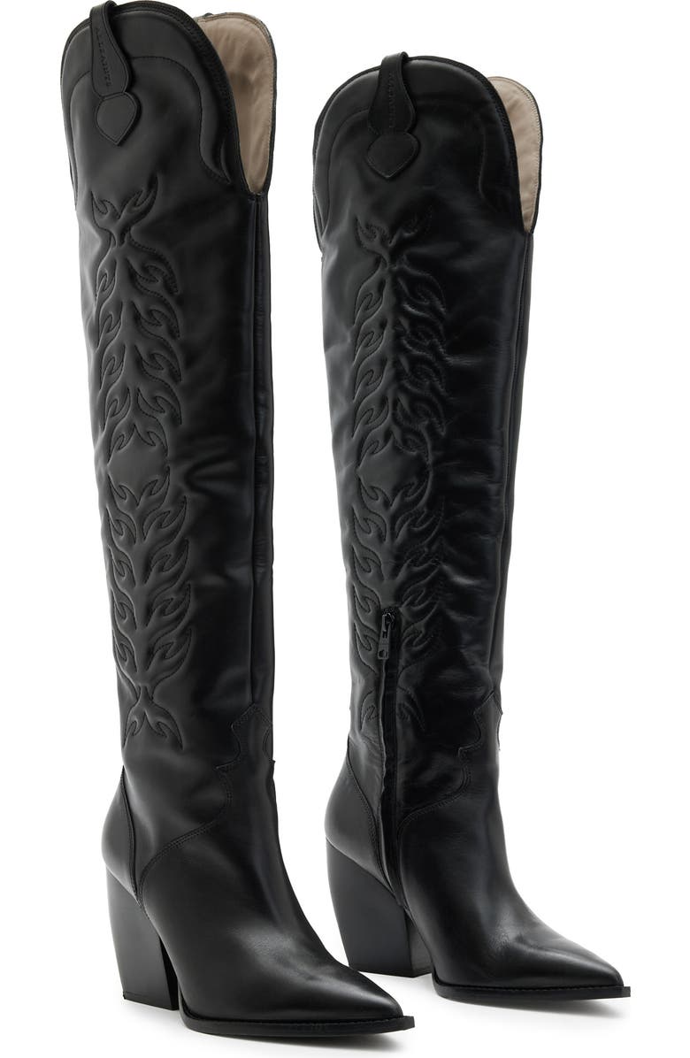 AllSaints Roxanne Over the Knee Western Boot, Main, color,