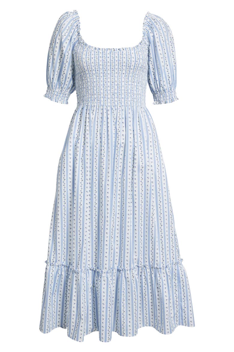 The Louisa Ditsy Floral Midi Nap Dress, Alternate, color, PETAL STRIPE BLUE