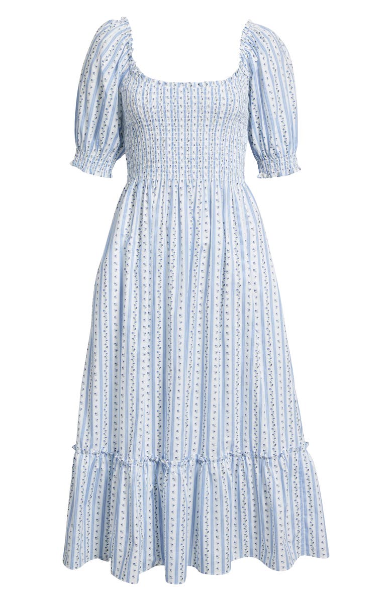 Hill House Home The Louisa Ditsy Floral Midi Nap Dress, Alternate, color, Petal Stripe Blue