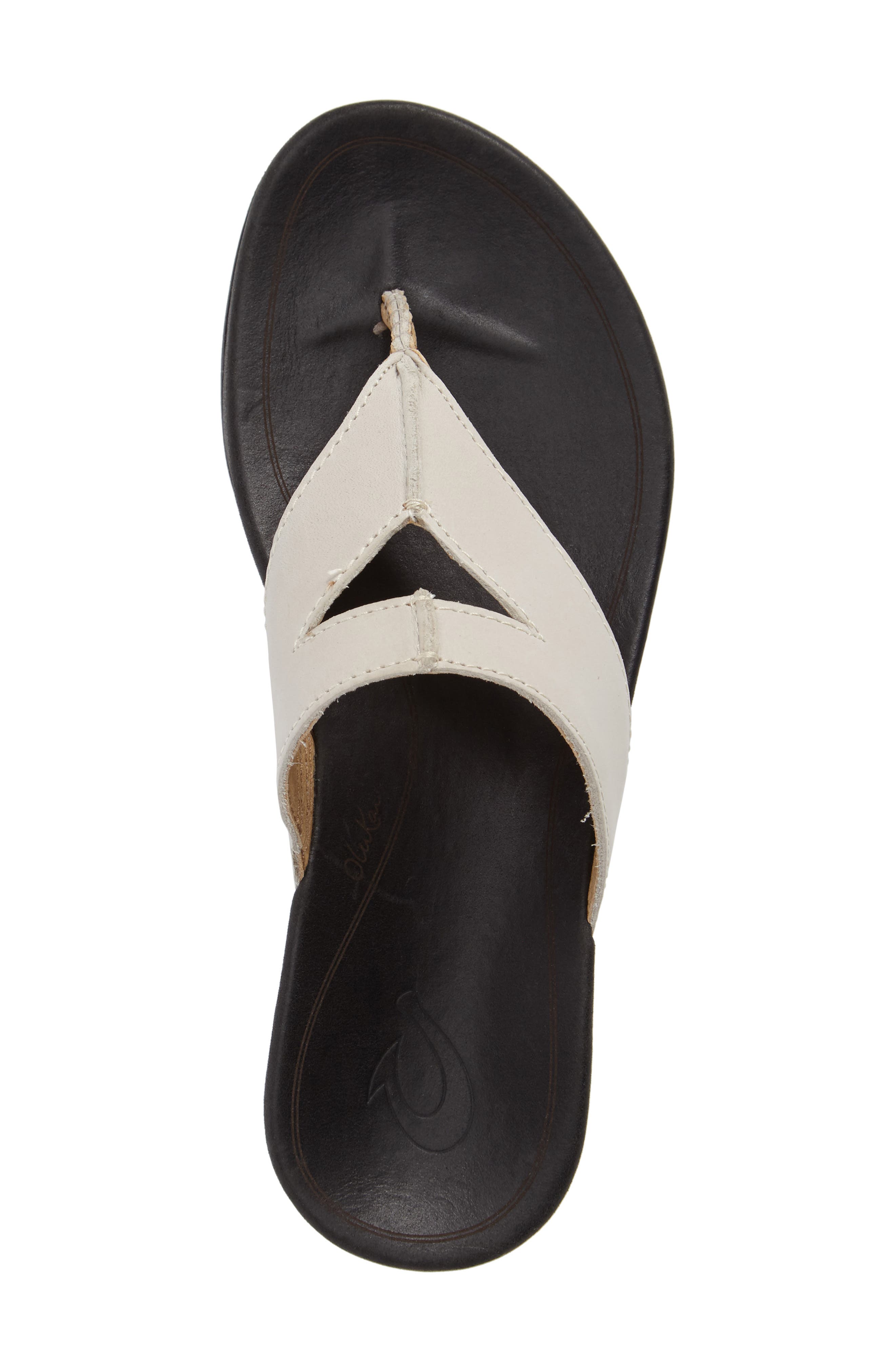Lala Flip Flop, Alternate, color, OFF WHITE/ BLACK LEATHER