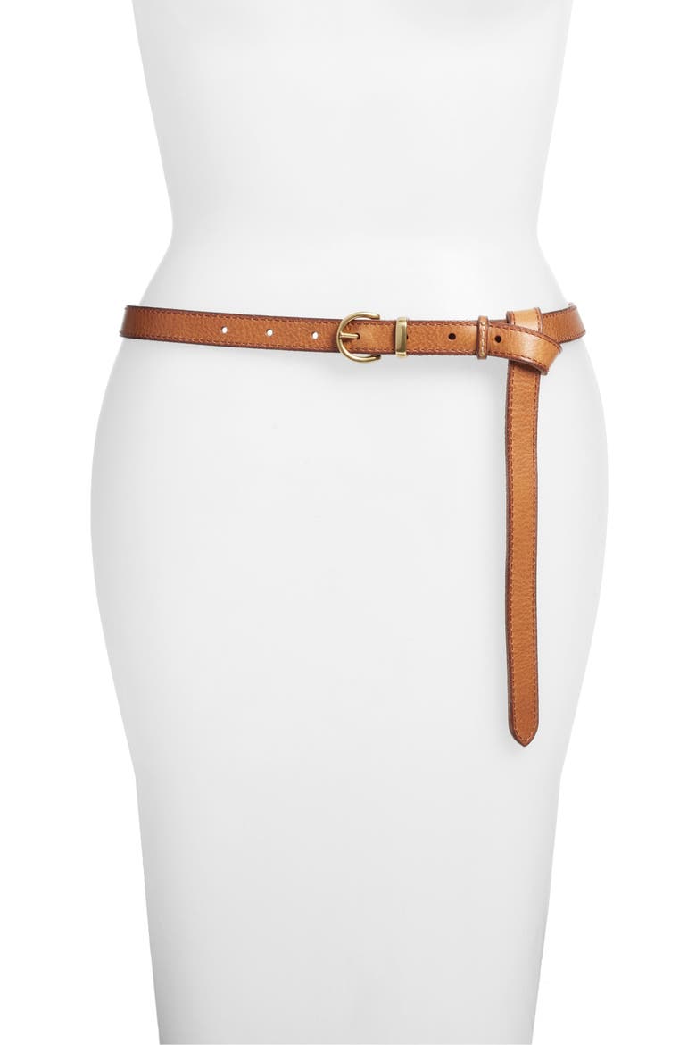 Campus Knotted Leather Belt, Main, color, TAN