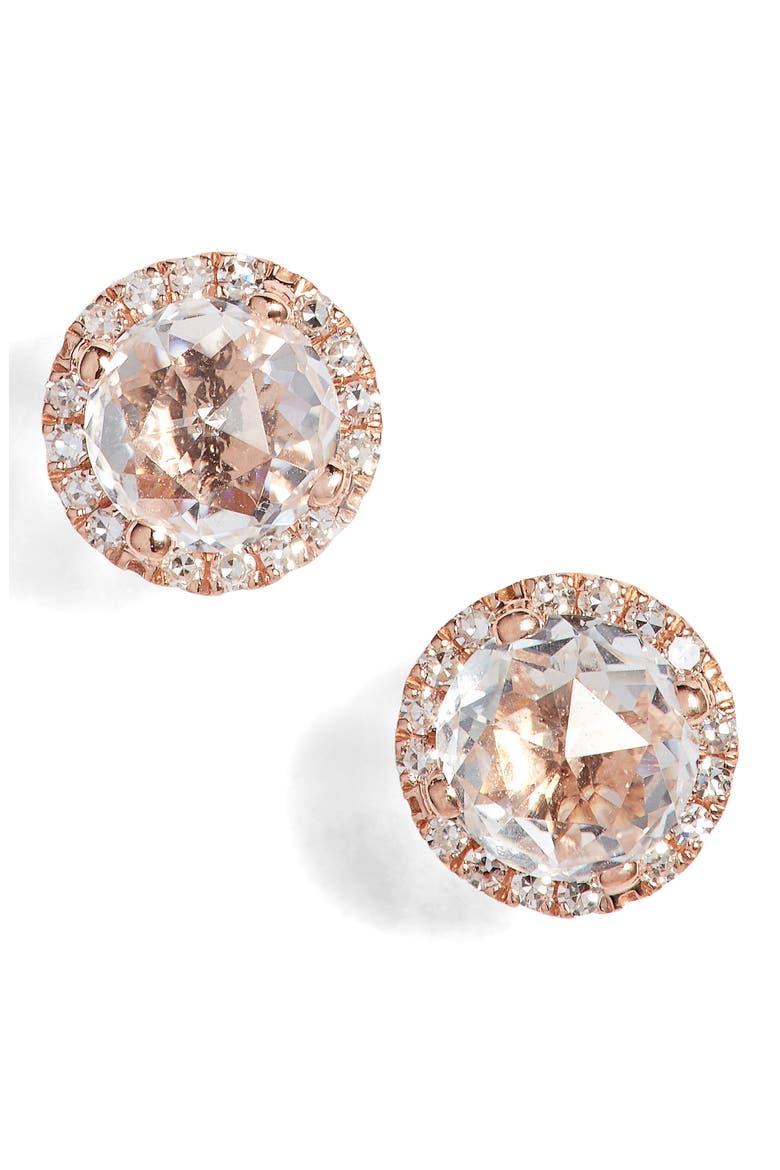 Diamond & Topaz Stud Earrings, Main, color, ROSE GOLD