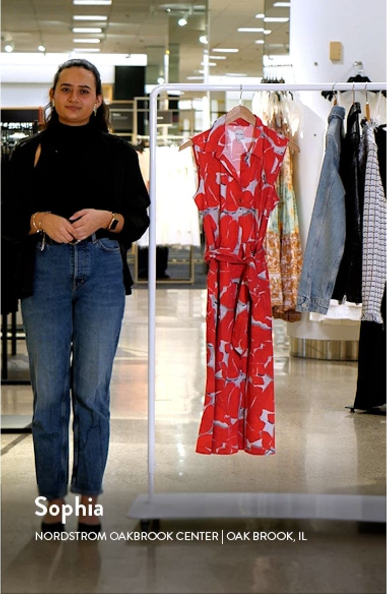 Bold Petals Sleeveless Button-Up Shirtdress, sales video thumbnail