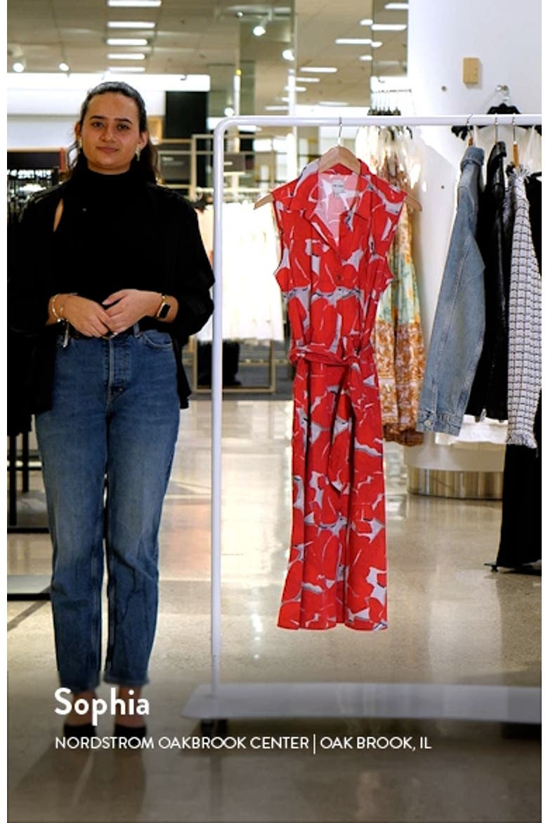 Bold Petals Sleeveless Button-Up Shirtdress video