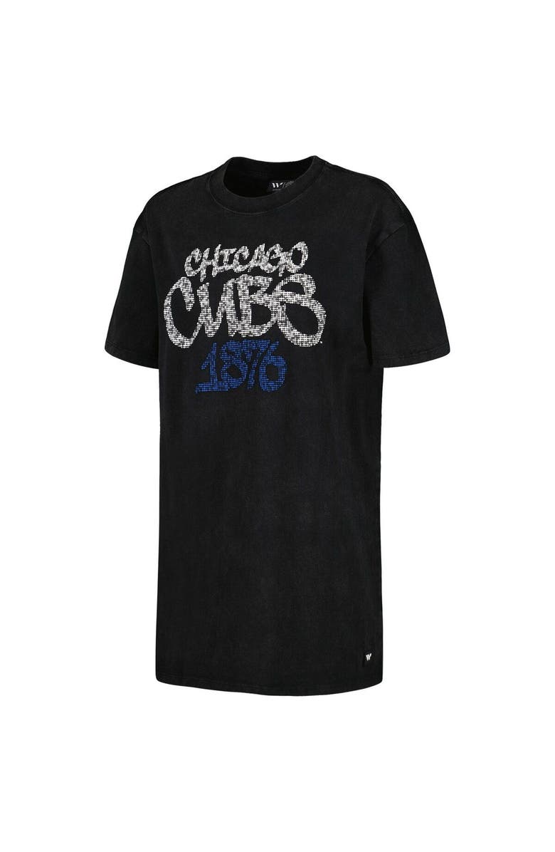 THE WILD COLLECTIVE Women's The Wild Collective Black Chicago Cubs T-Shirt Dress, Alternate, color, Black