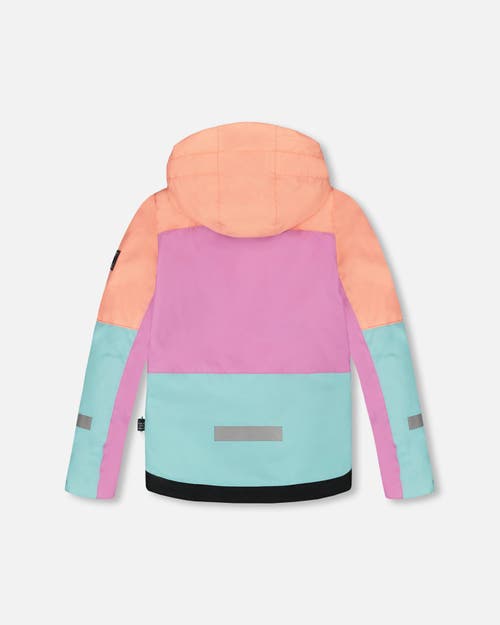 Deux Par Deux Two-piece Teknik Snowsuit With Jacket Watercolor Flower In Pink