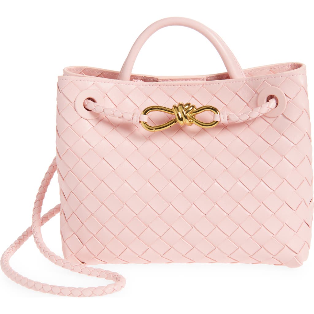 Bottega Veneta Small Andiamo Intrecciato Shoulder Bag In 6863 Rose-muse Brass-rose