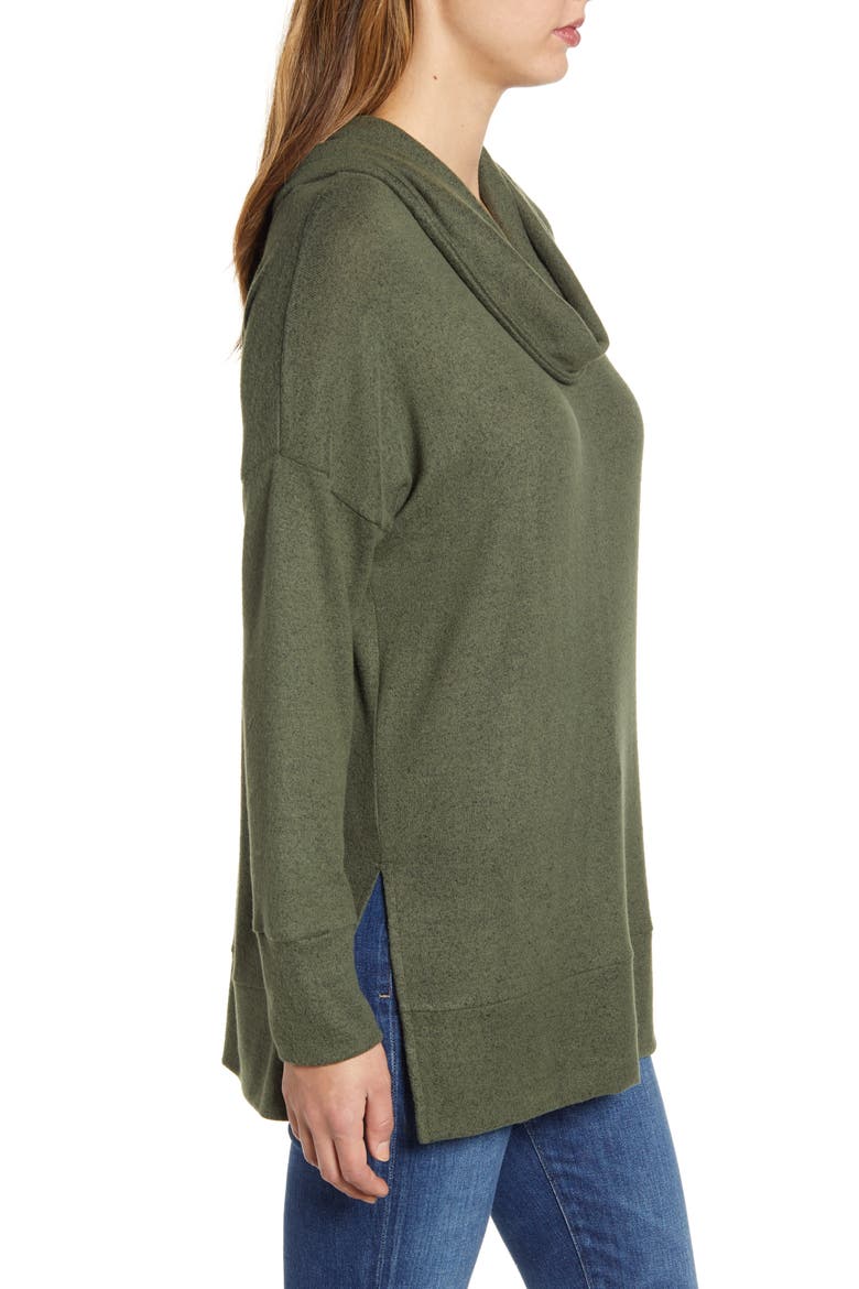 Cowl Neck Long Sleeve Top, Alternate, color, OLIVE