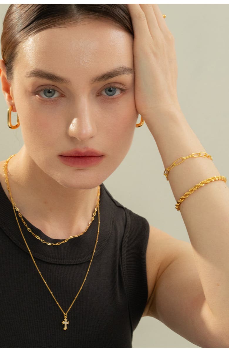 Bearfruit Jewelry Sterling Silver 18k Gold Plated Isla Cross Necklace Holiday Gift Idea, Alternate, color, Gold