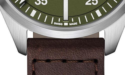 Hamilton Khaki Aviation Leather Strap Watch, 42mm In Green
