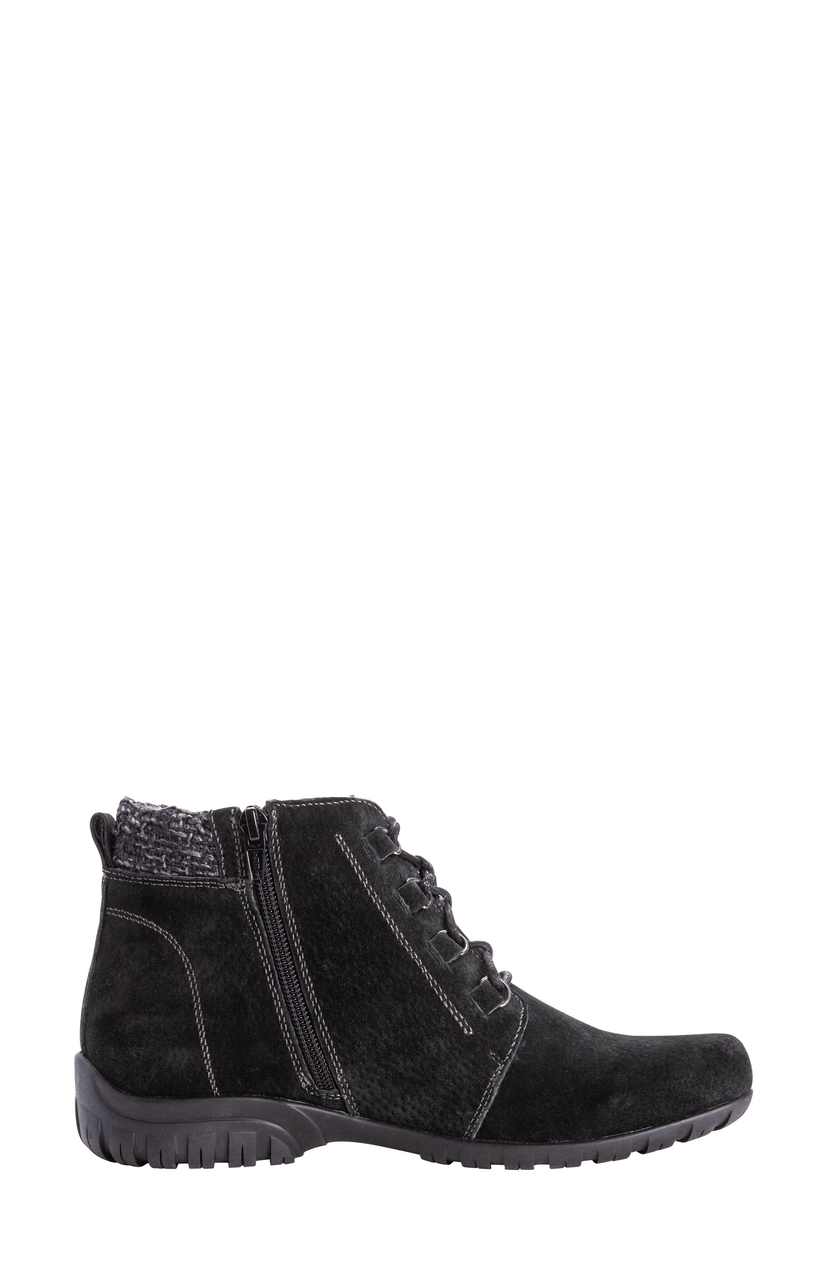 Propét Delaney Water Resistant Bootie, Alternate, color, Black Suede