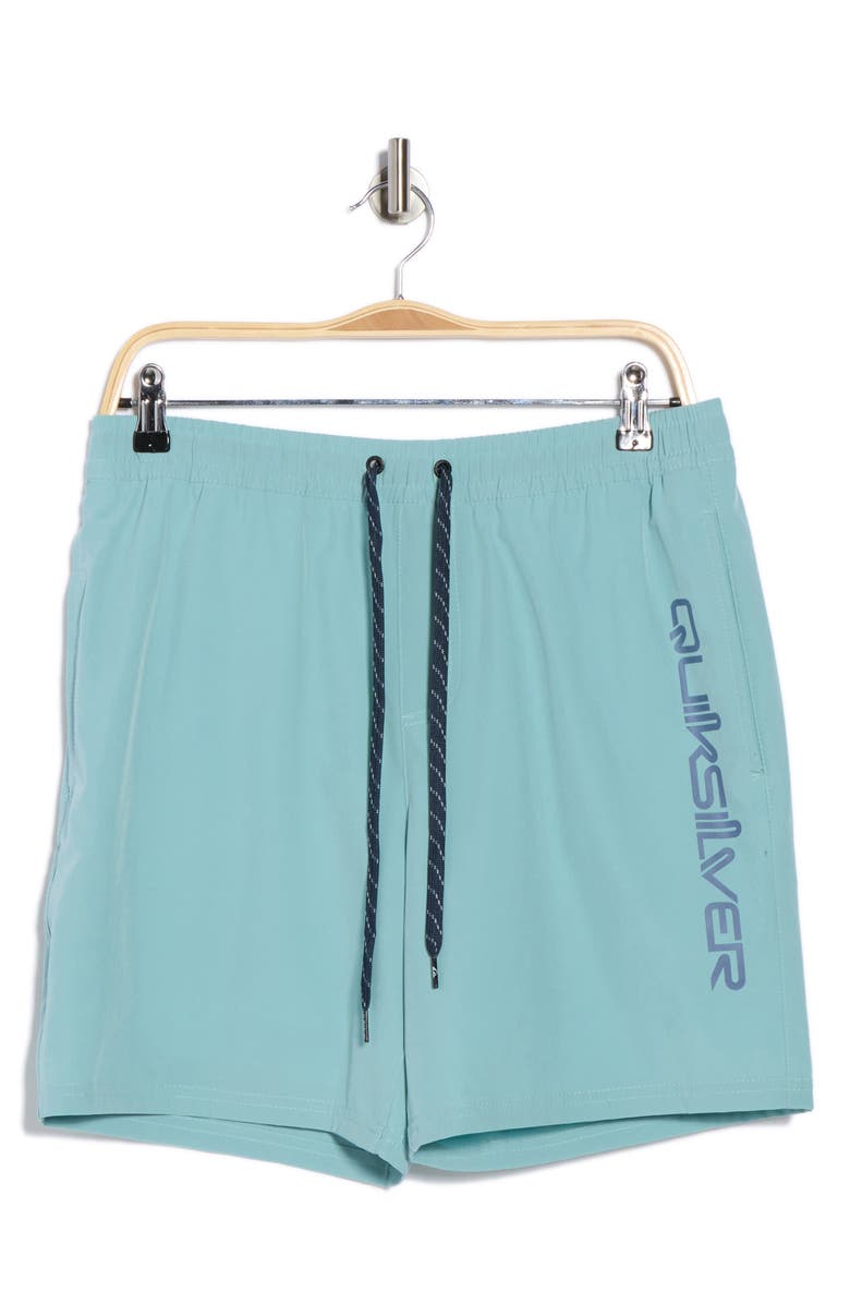 Quiksilver Solid Bandit Volley Swim Shorts, Alternate, color, Jade Gray