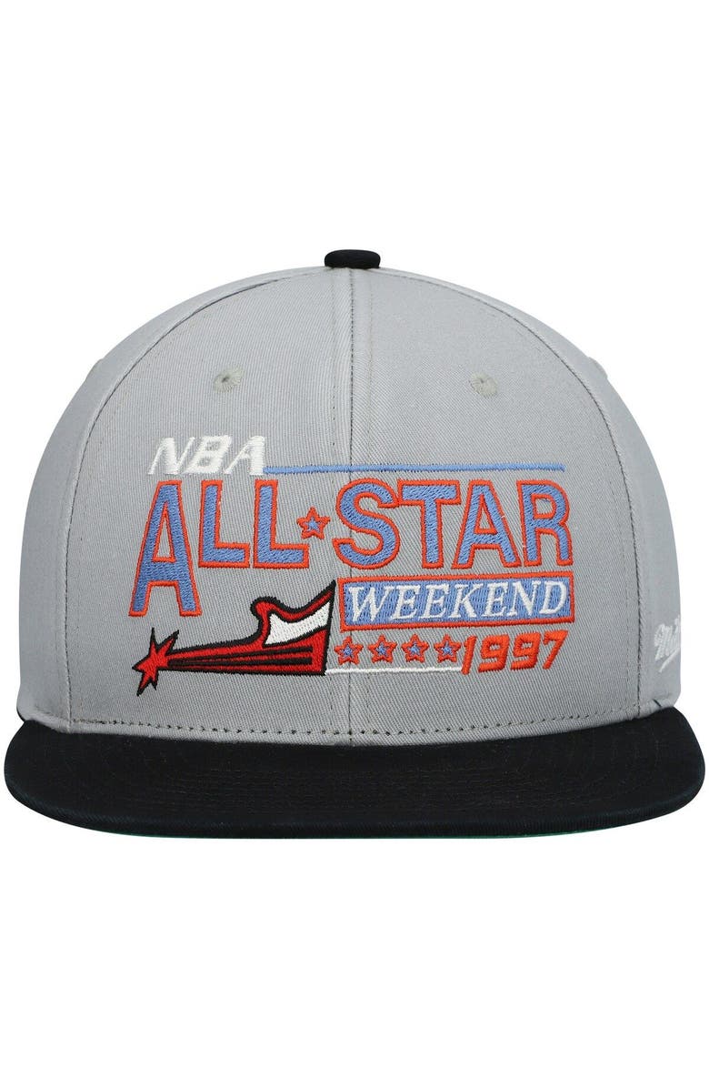 Mitchell & Ness Men's Mitchell & Ness Gray 1997 NBA All-Star Game Hardwood Classics Wordmark Snapback Hat, Alternate, color,