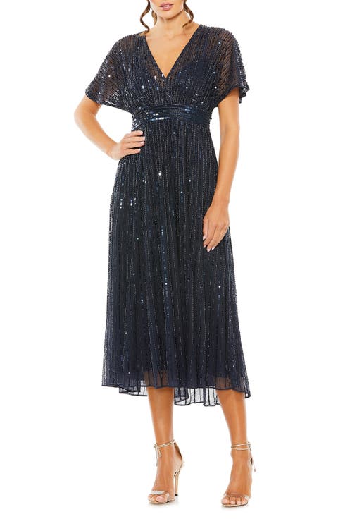 Empire Waist Embellished Short Sleeve Dress