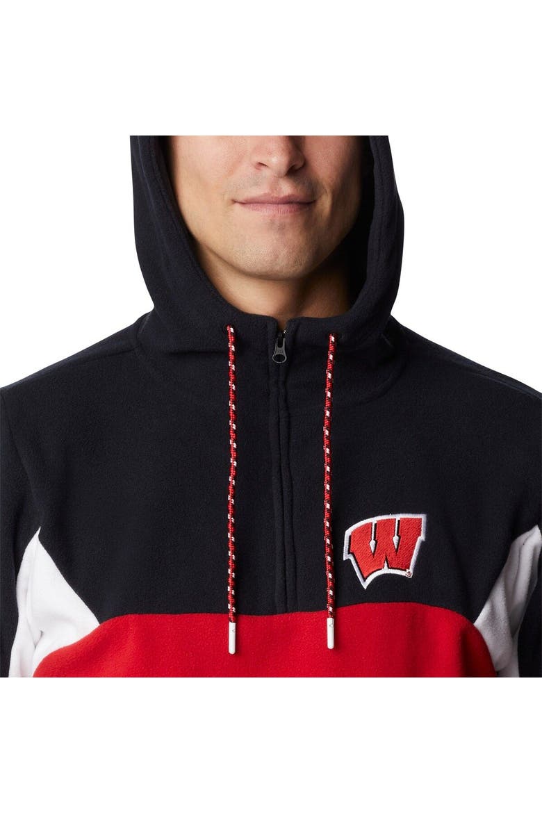 Men's Columbia Red Wisconsin Badgers Lodge Quarter-Zip Hoodie, Alternate, color, Red