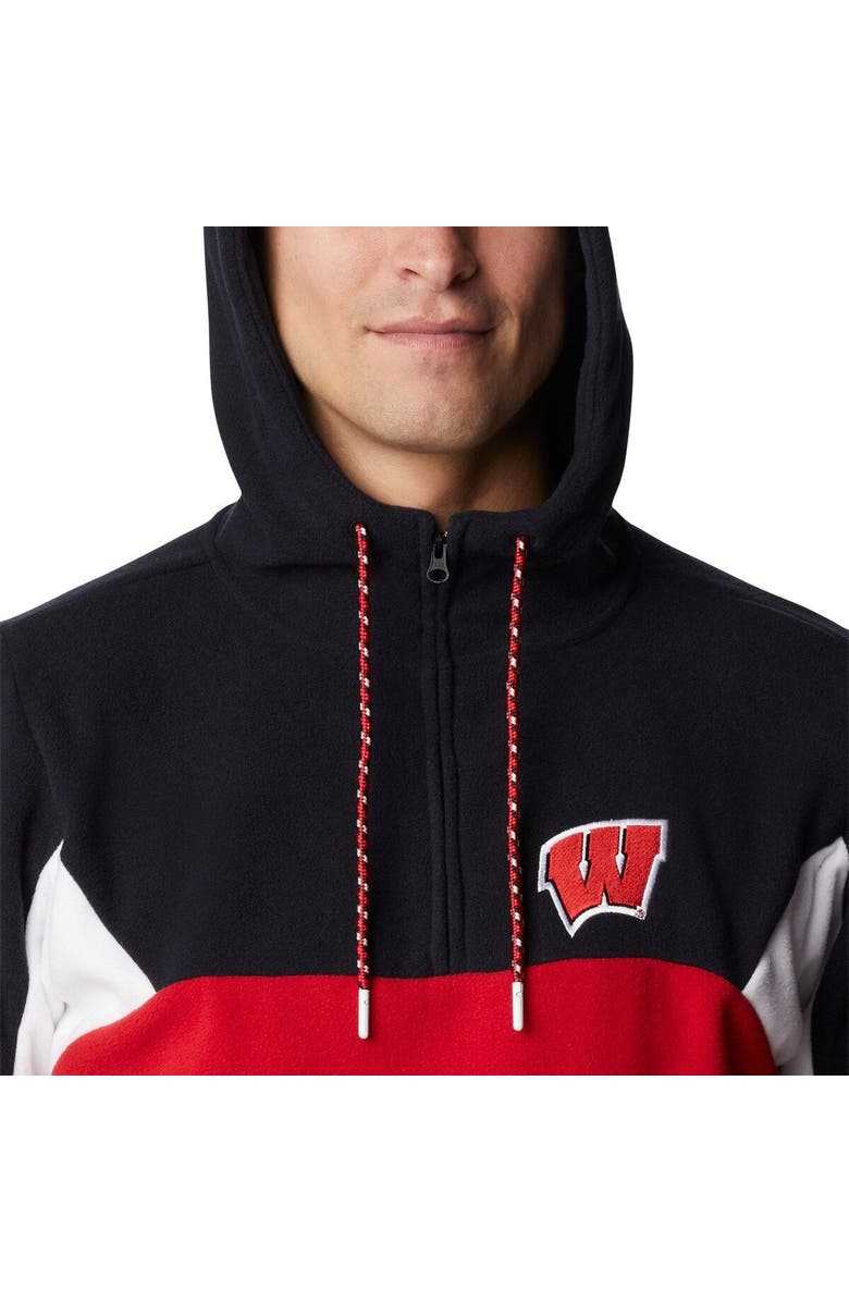 Columbia Men's Columbia Red Wisconsin Badgers Lodge Quarter-Zip Hoodie, Alternate, color, Red