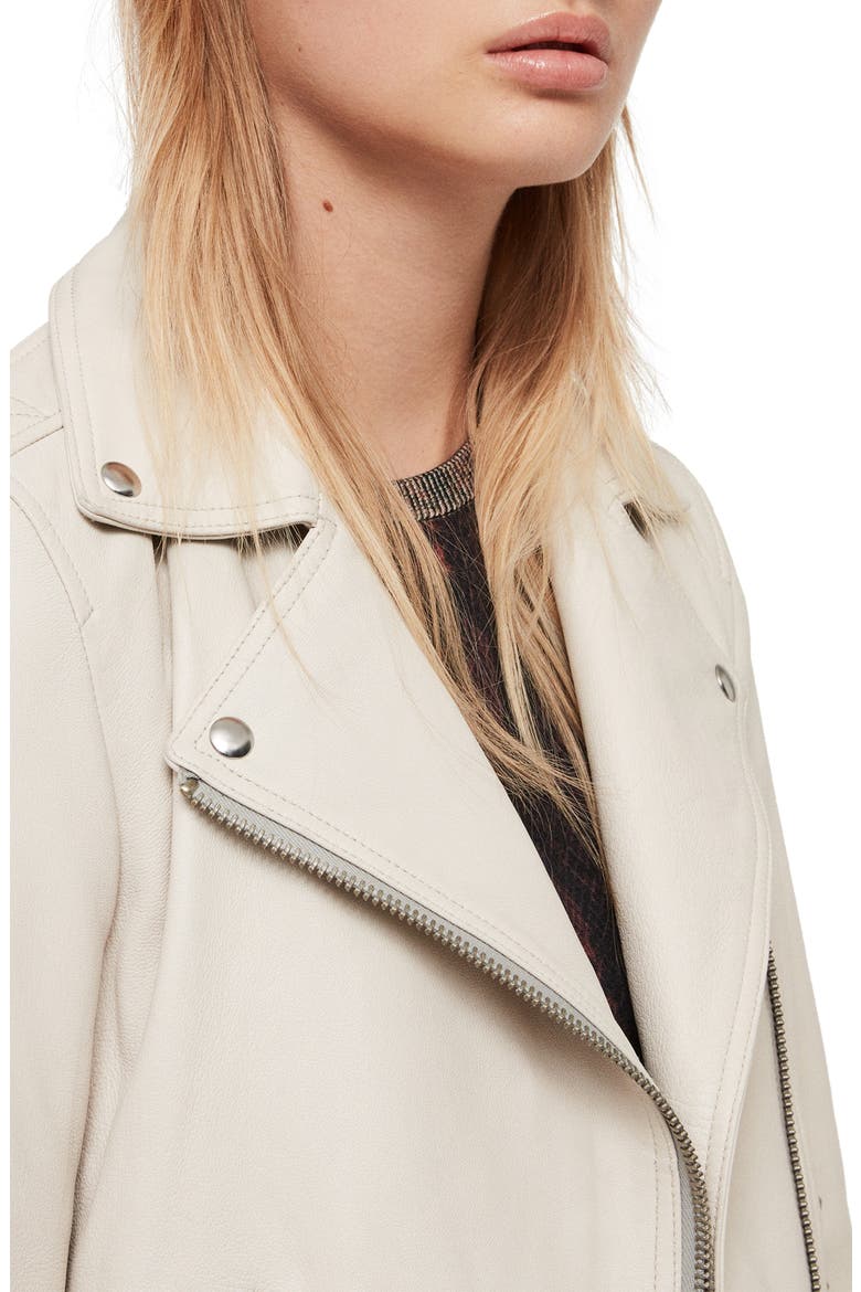 Dalby Leather Biker Jacket, Alternate, color, ARIES WHITE