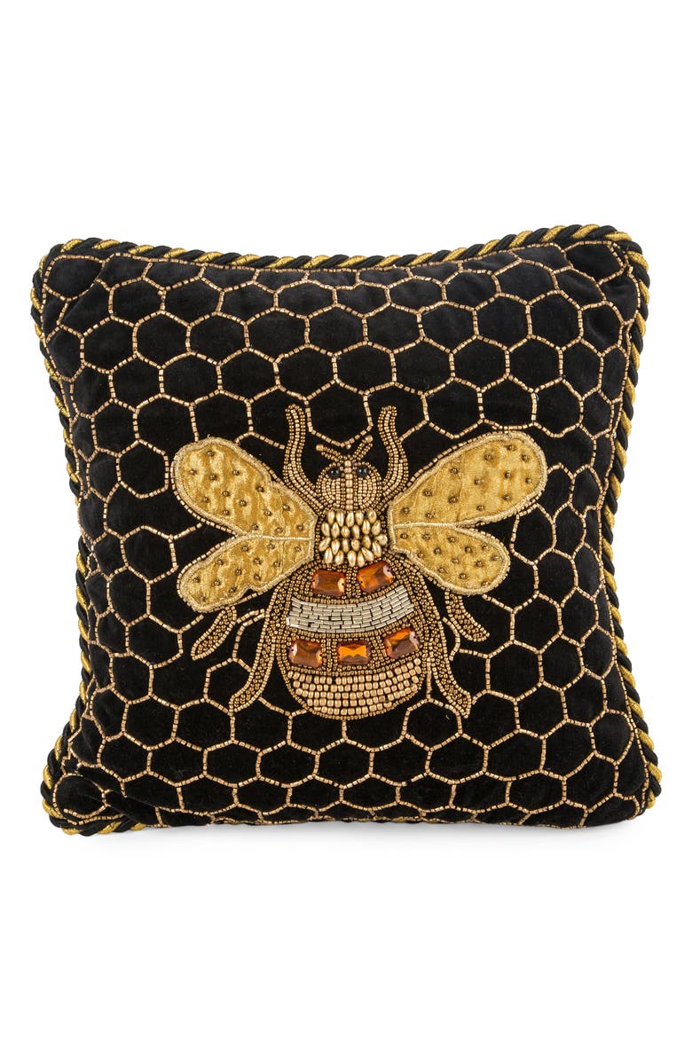 MACKENZIE CHILDS Queen Bee Embellished Accent Pillow, Main, color, Black