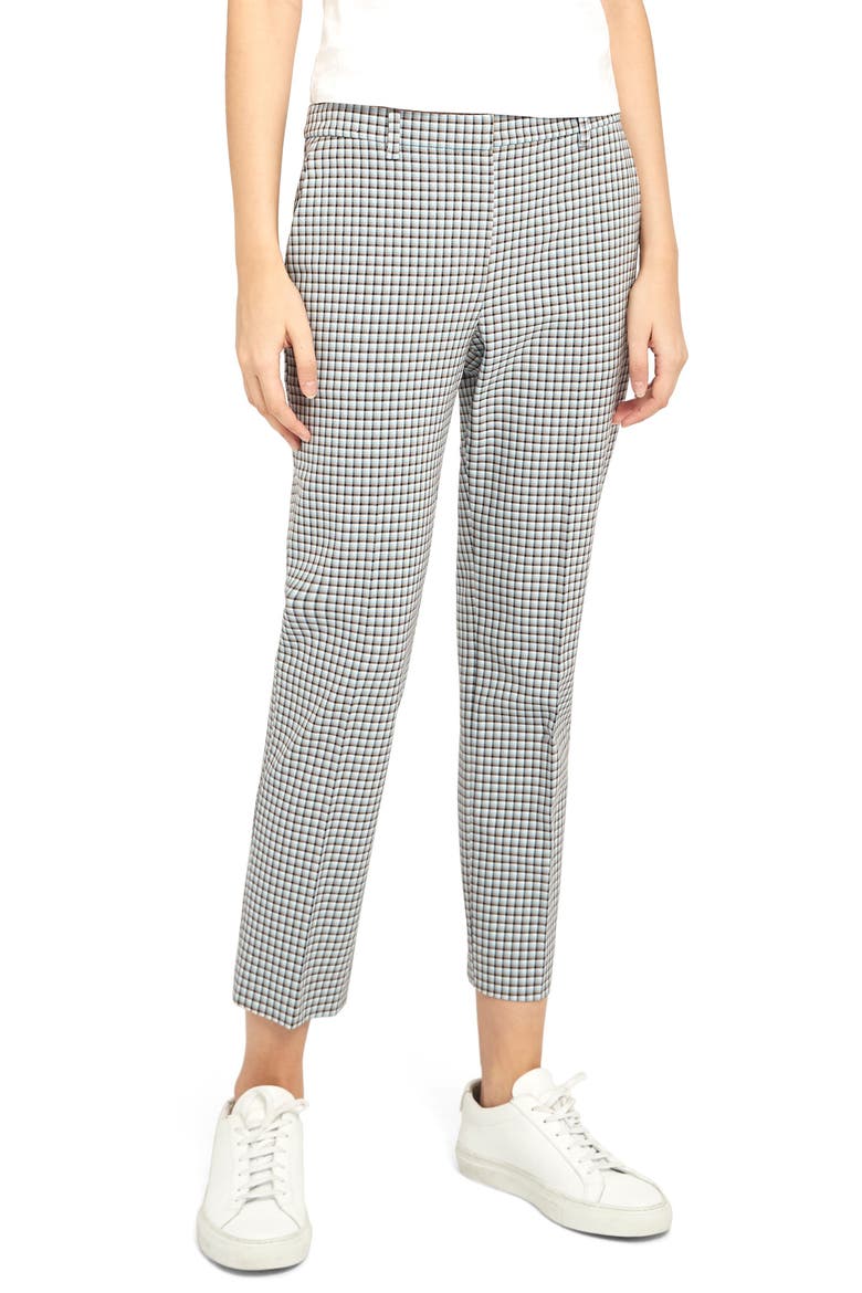 Treeca Check Crop Pants, Main, color, BLUE MULTI
