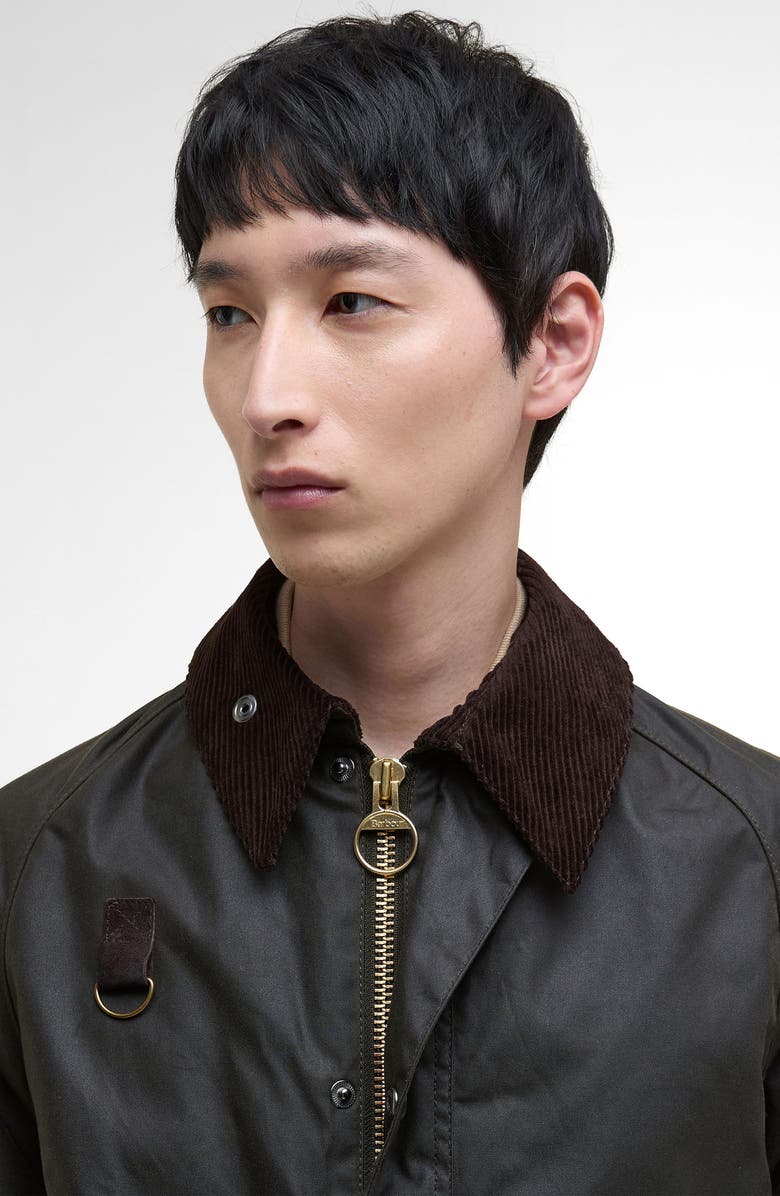 Barbour Spey Waxed Cotton Jacket, Alternate, color, Olive