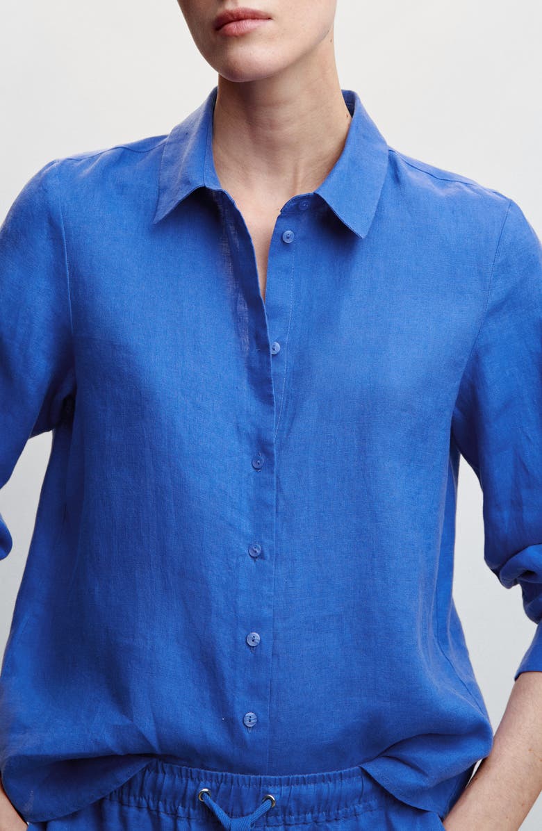 MANGO Linen Button-Up Shirt, Alternate, color, 
