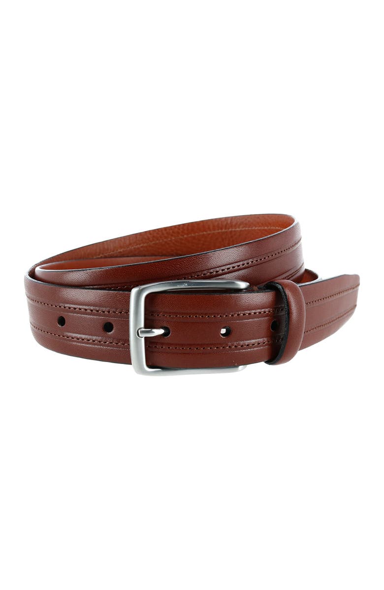 PHENIX Embossed Italian Leather Dress Belt with Stitching, Main, color, 