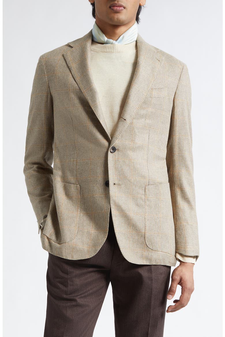 Waverly Check Silk Sport Coat, Main, color, TAN WINDOWPANE