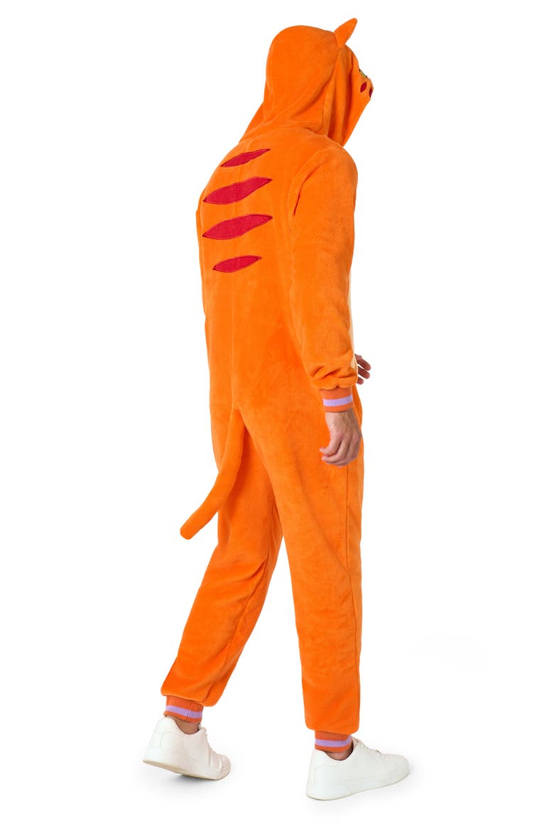 Cat Hooded Fleece Costume Jumpsuit, Alternate, color, ORANGE