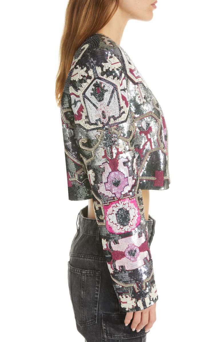 Isabel Marant Harmon Beaded Crop Jacket, Alternate, color, 