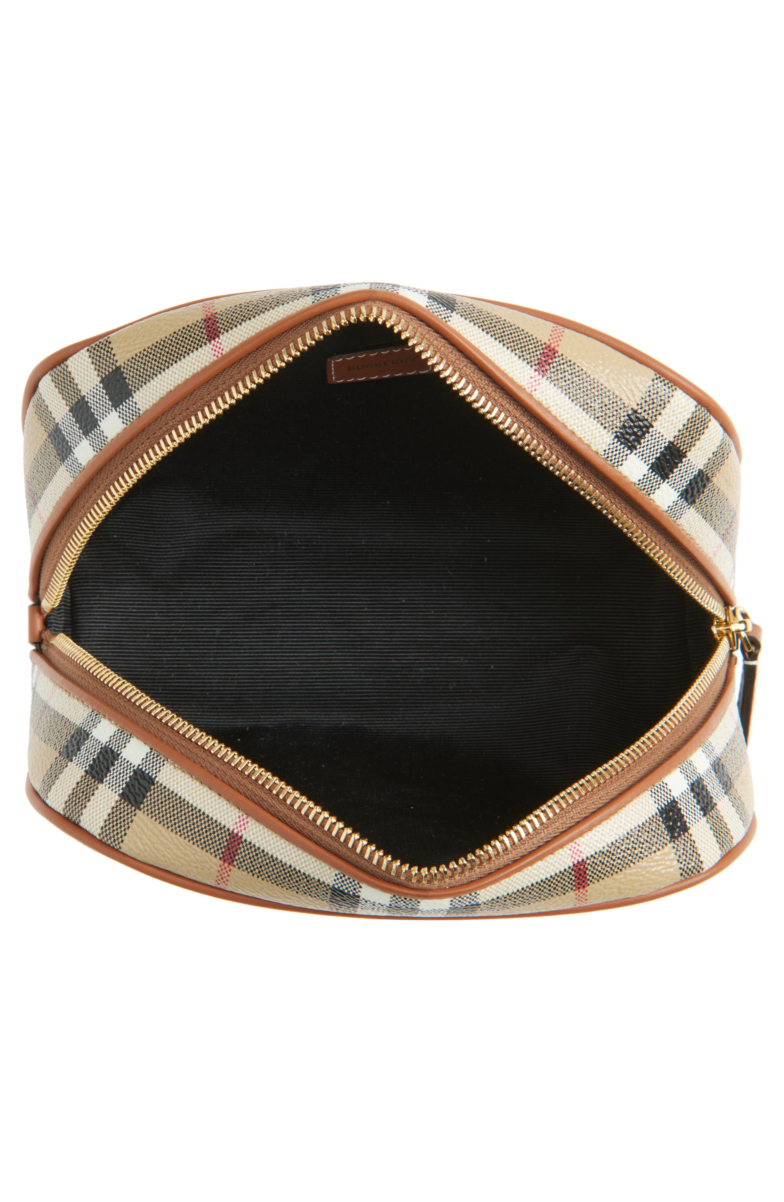 Burberry Medium Check Coated Canvas Cosmetics Pouch, Alternate, color, 