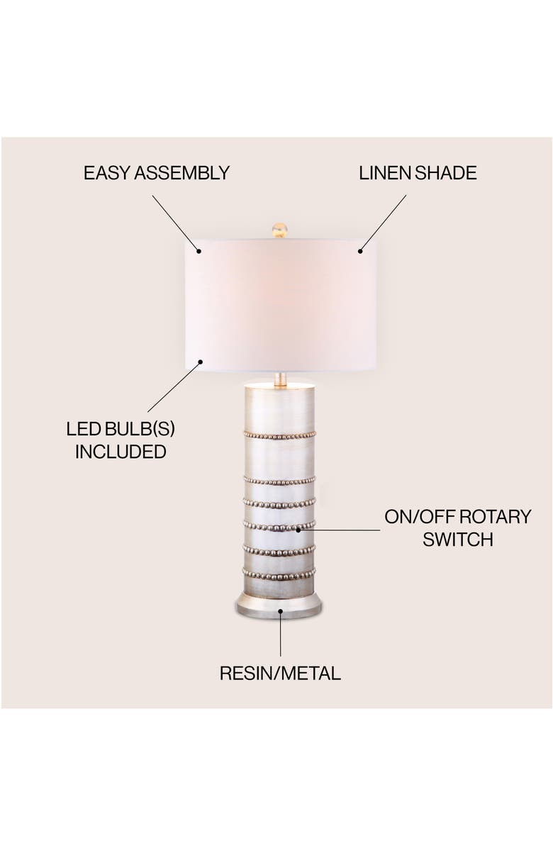 JONATHAN Y Evelyn 31" Resin LED Table Lamp, Silver, Alternate, color, Silver