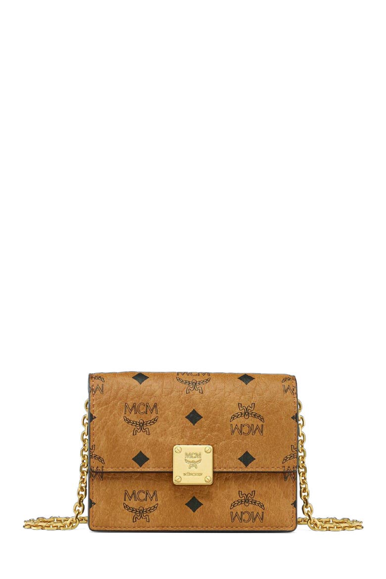 Aren Chain Wallet in Visetos, Main, color, Brown