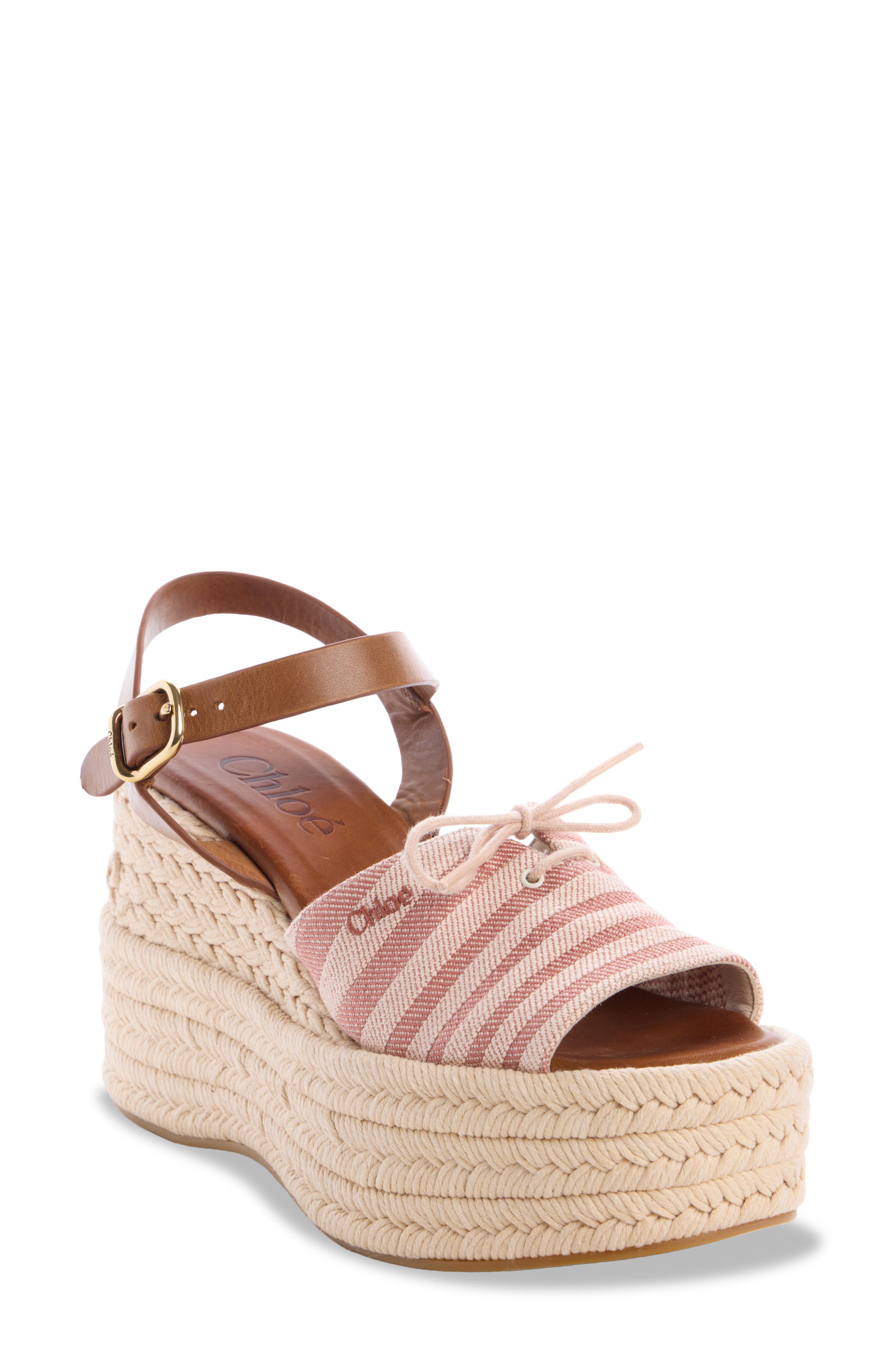 Chloé Isla Espadrille Platform Wedge Sandal, Main, color, Woodrose