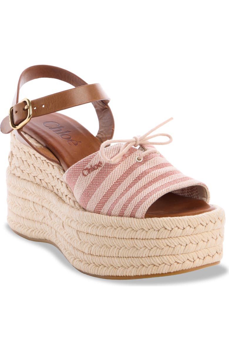 Chloé Isla Espadrille Platform Wedge Sandal, Main, color, Woodrose