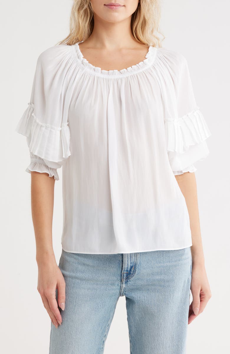 Ramy Brook Jiya Off the Shoulder Balloon Sleeve Top, Main, color, White