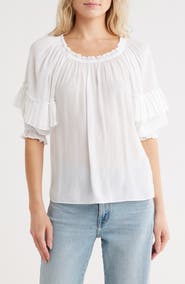 Ramy Brook Jiya Off the Shoulder Balloon Sleeve Top