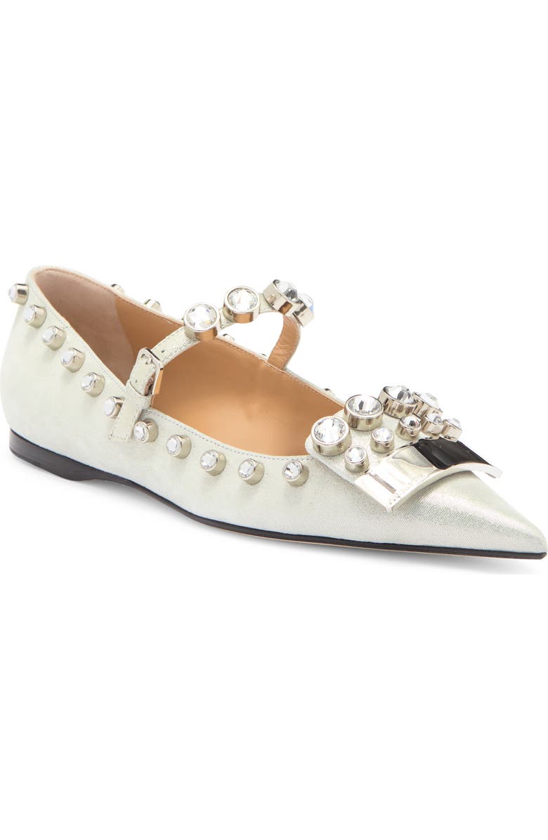 Sergio Rossi Crystal Embellished Mary Jane Flat, Main, color,