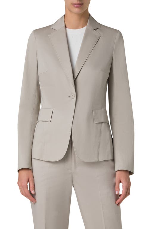 Akris Punto One-button Stretch Cotton Jacket In Chalk