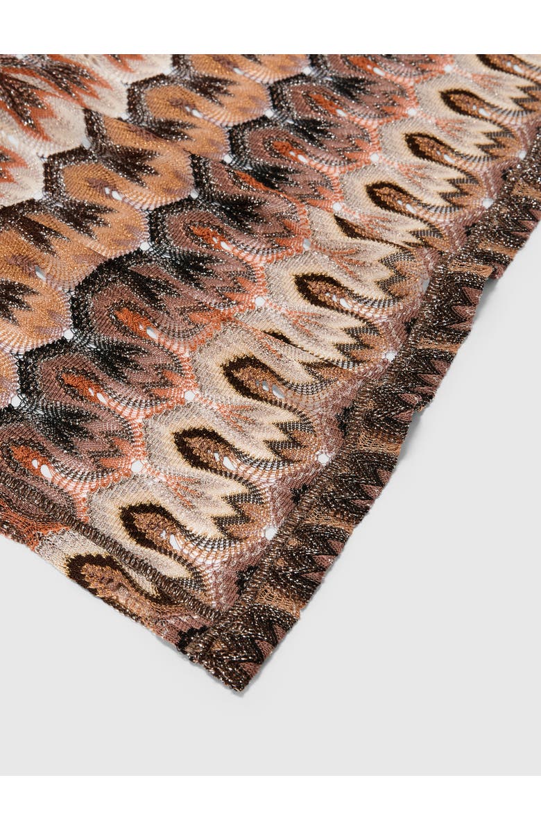 Missoni Stole In Lamé Viscose With Arabesque Motif, Alternate, color, Gold& Beige