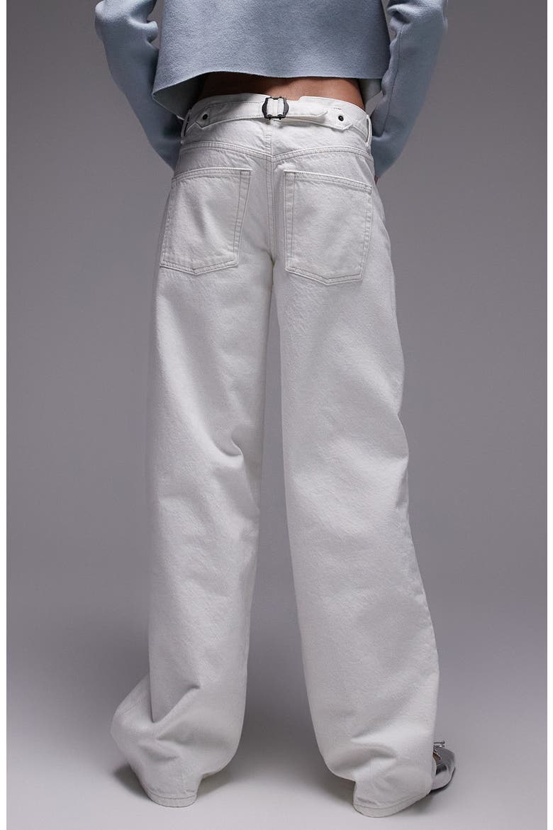 Cinch Back Low Rise Wide Leg Jeans, Alternate, color, WHITE