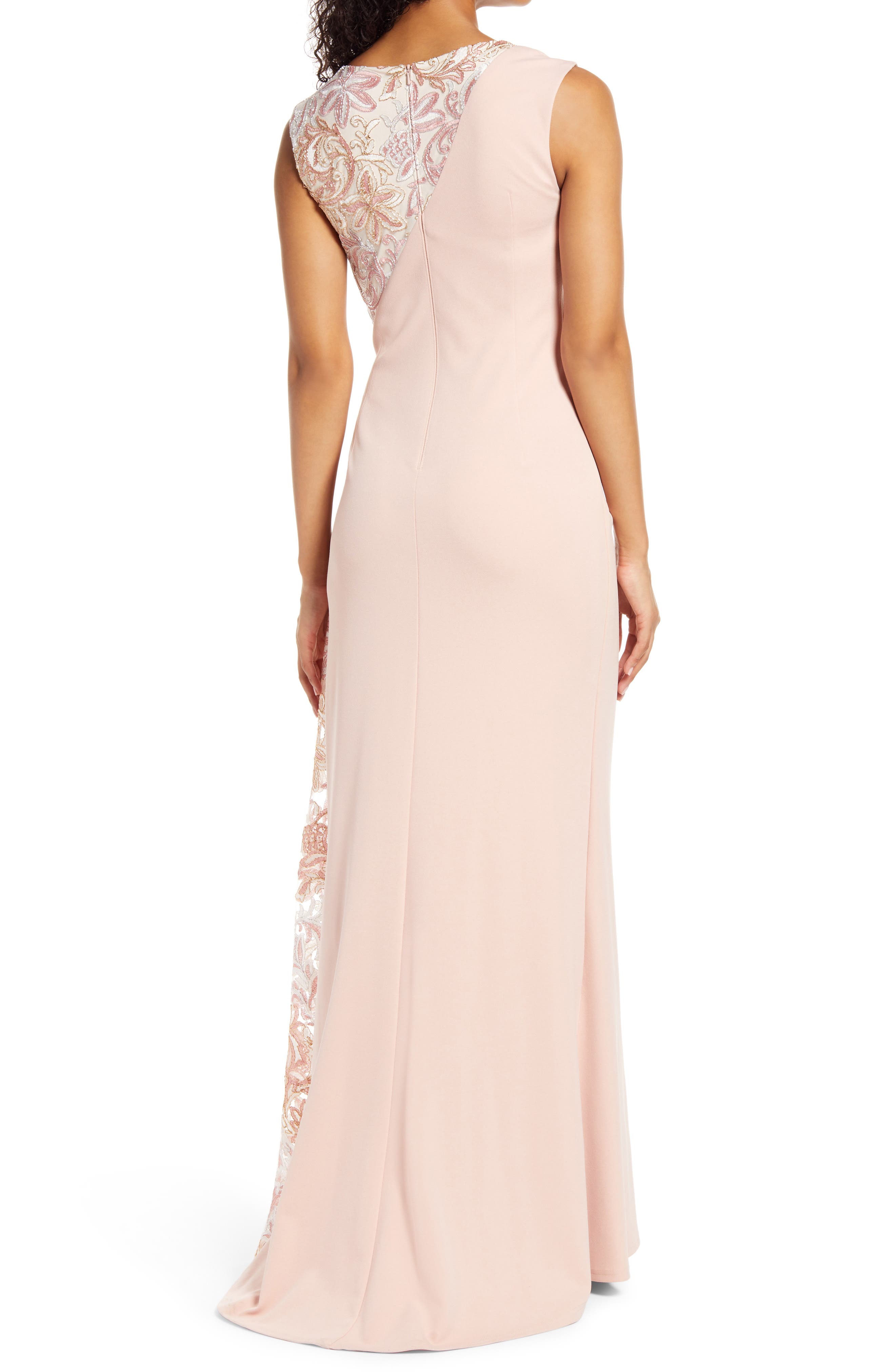 Tadashi Shoji Mixed Media Corded Lace & Crepe Gown (Women) | Nordstrom